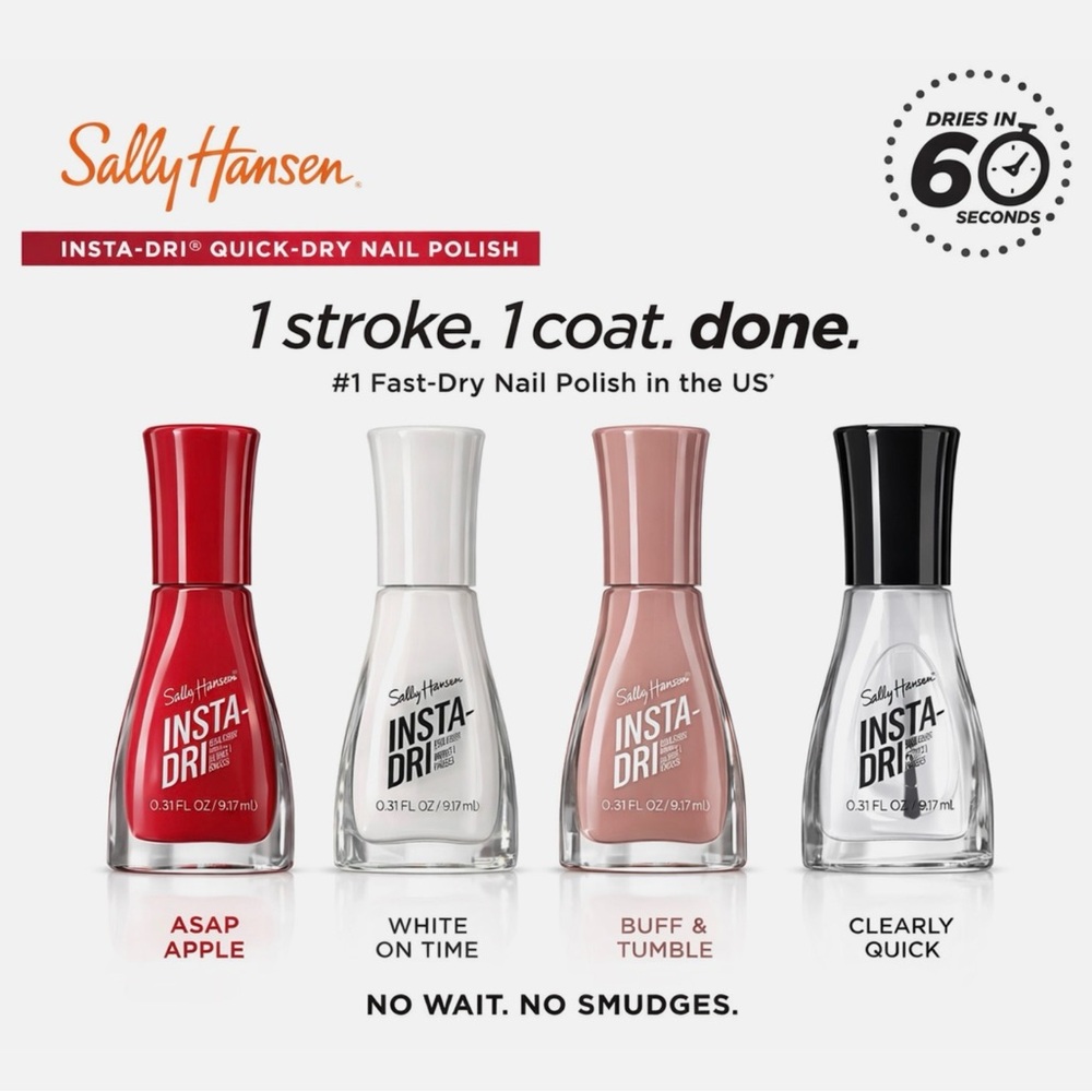 Sally Hansen Insta-Dri Nail Polish Mini Set - Red, White, Nude, Clear